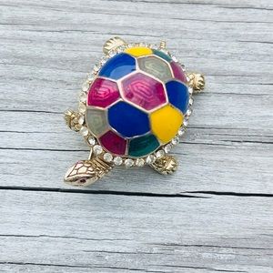 Vintage Ciner Signed Enamel Turtle Brooch